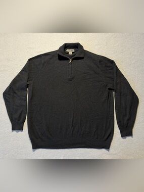 Uomo Bravo Men’s Large 100% Cashmere Black Quarter Zip Pullover Sweater Casual